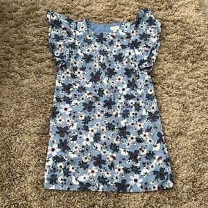 Women’s Loft Blue Floral Flutter Sleeve Dress Size XS